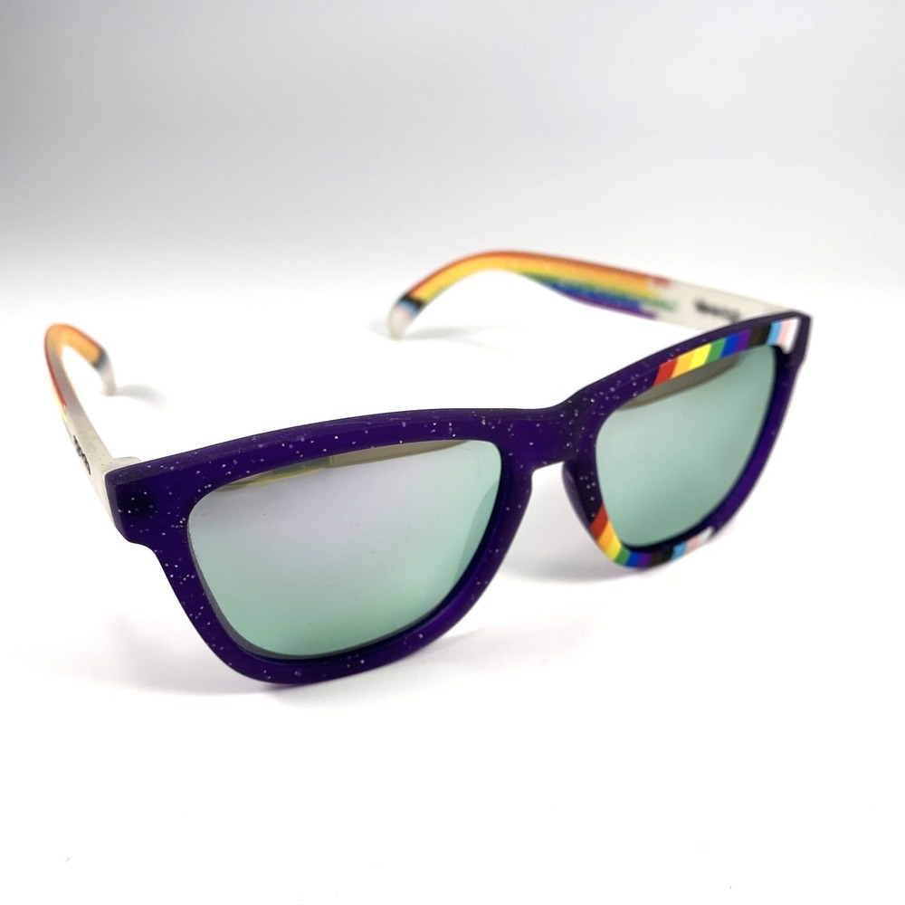 Goodr "The Gangs All Queer" Sunglasses Purple Rainbow Glitter Pride OG– Polarize